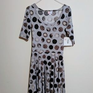 NWT LuLaRoe Nicole XS Blue, Black circles